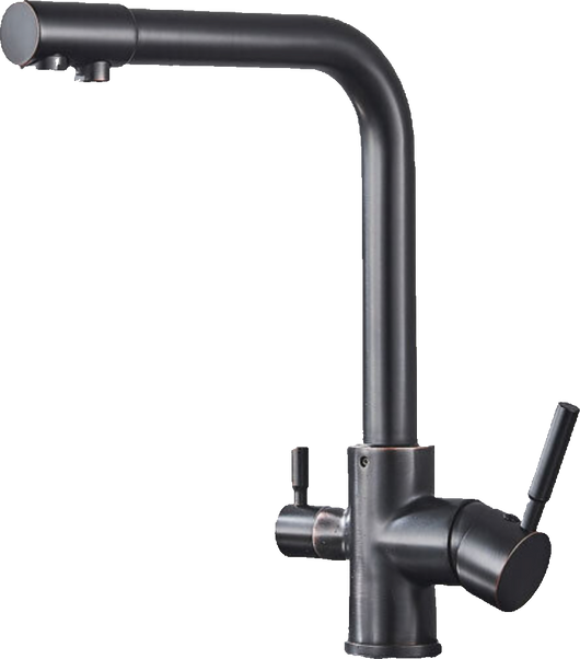 Felice | Rubinetto per acqua potabile a 3 vie premium nero opaco | Miscelatore da cucina ad osmosi in acciaio inossidabile | Filtra 3 connessioni