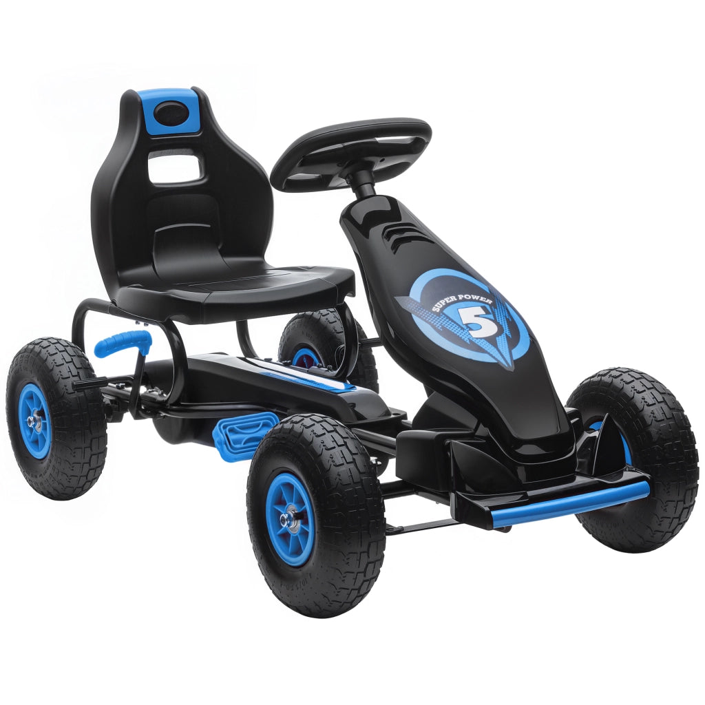 Go Kart a Pedali per Bambini ¨C zephmum ¨C Blu, Regolabile, Ruote Gonfiabili