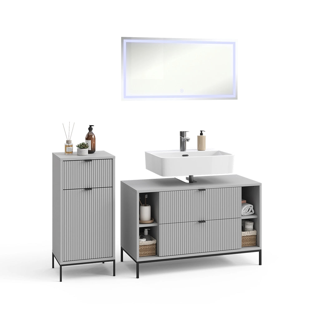 Vicco Set di mobili da bagno Grigio 3 parti
