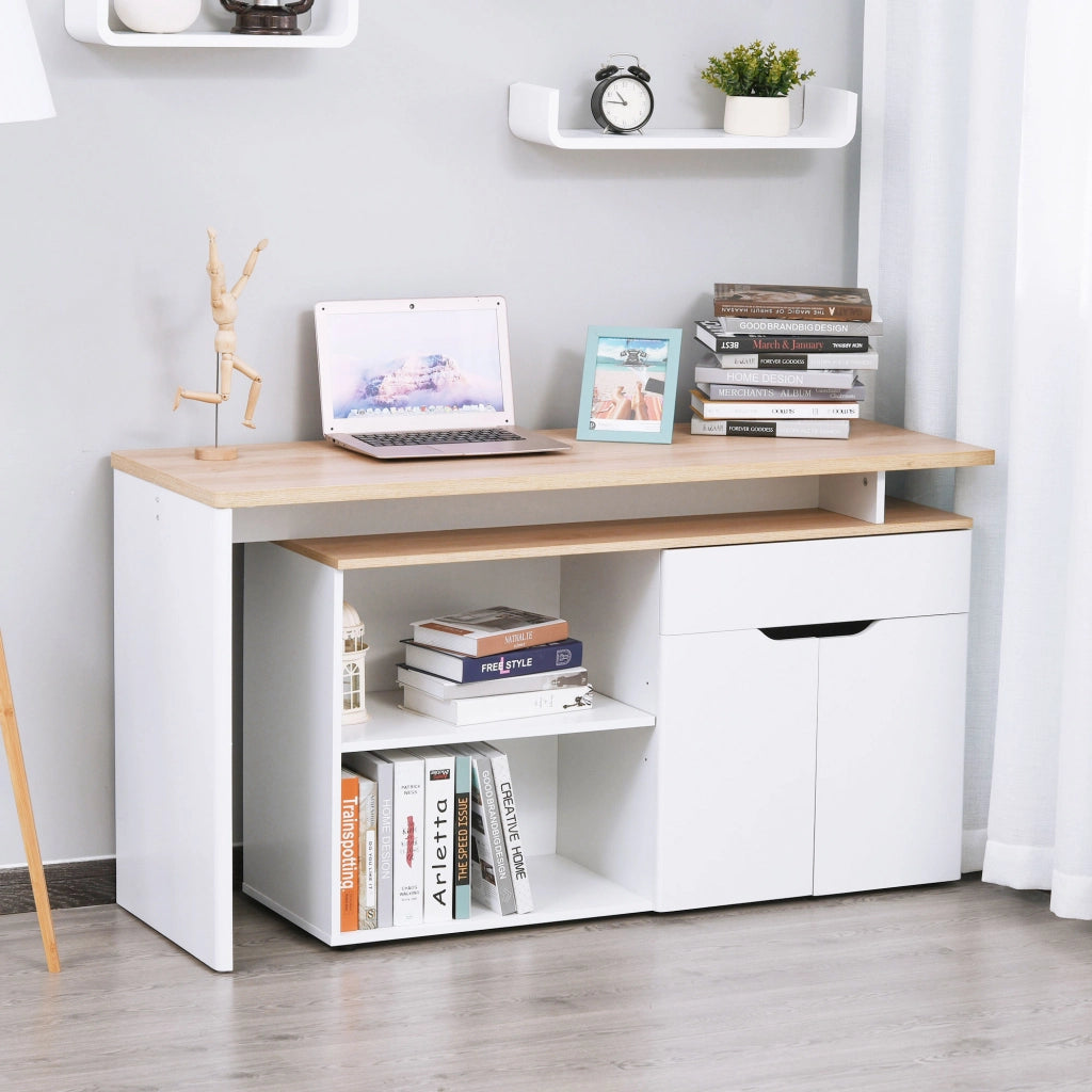 Scrivania Multimediale con Cassetti e Ripiani ¨C Zephmum ¨C Legno Rovere 90x50x75