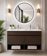 Mobile bagno sospeso con lavabo extrapiano ORIGENBATH NEBARI senza specchio 120x45 cm doppio lavabo frassino tea