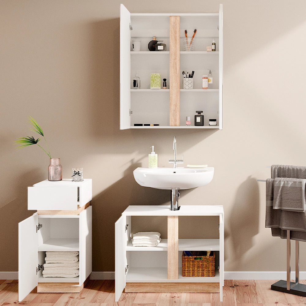 Vicco Set di mobili da bagno Bianco 3 parti, con mobile midi
