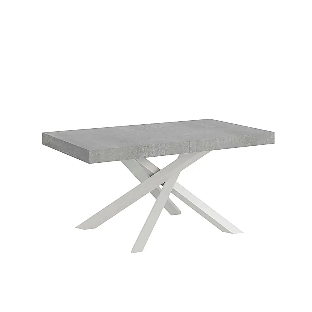 Tavolo allungabile 160/420x90 cm Volantis colore cemento gambe bianche