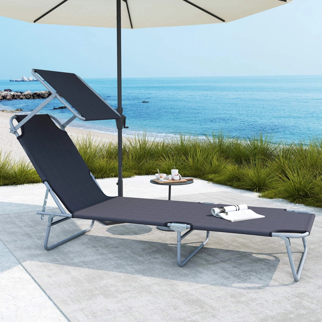 Lettino comfort con protezione solare 4 posizioni di carico 120kg 6 colori grigi