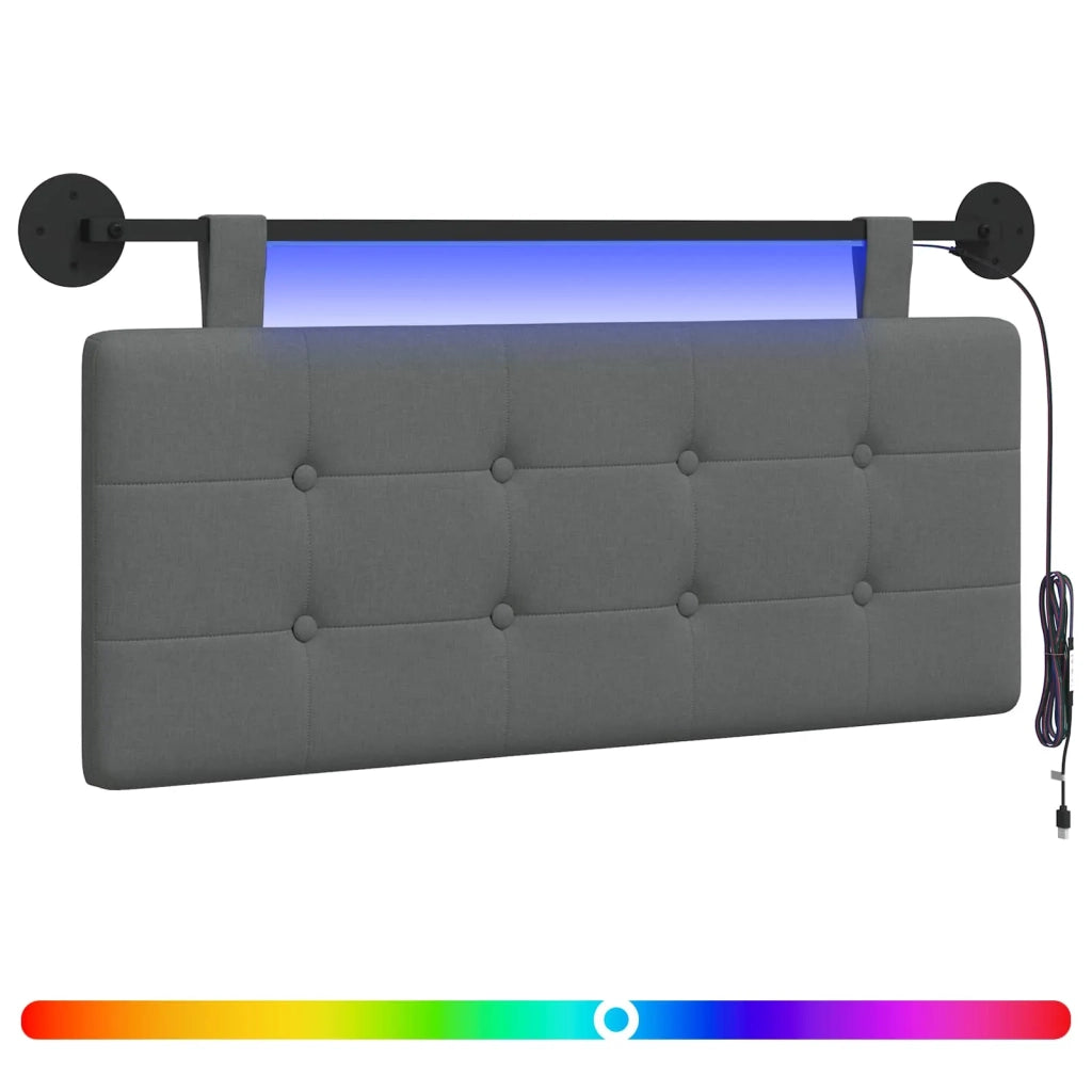 Testiera sospesa Con luce LED Grigio Scuro Tessuto