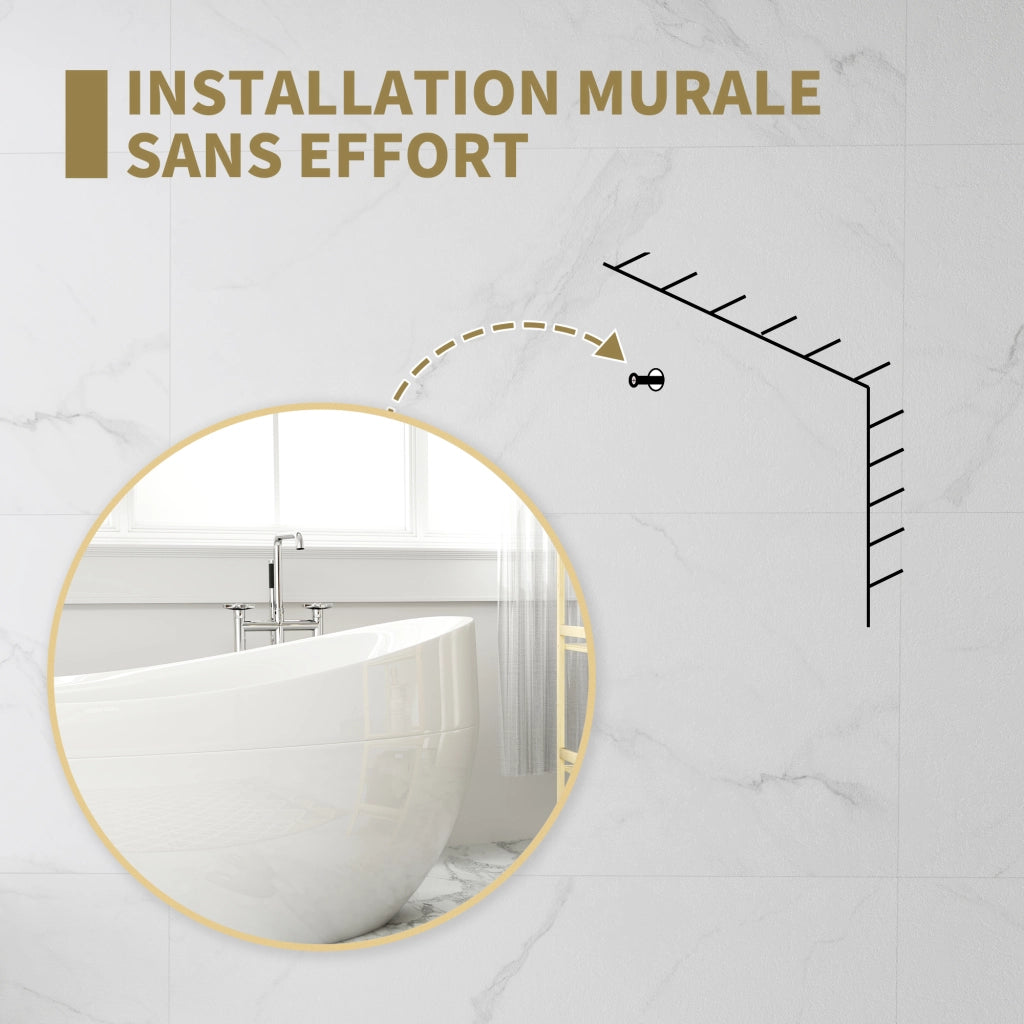 Specchio rotondo da bagno con cornice in metallo ¨C Minimal ¨C ? 70x2,5 cm oro