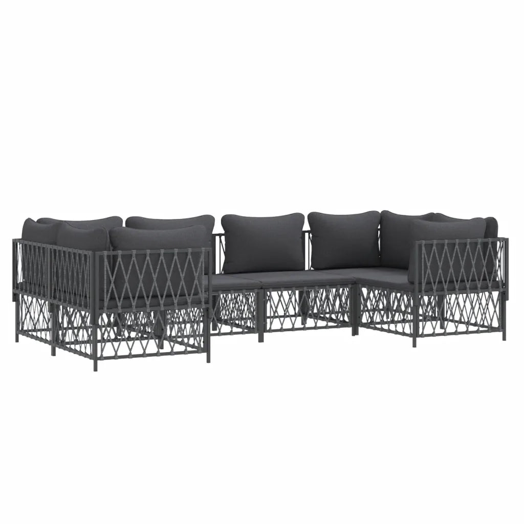 Set Salotto da Giardino 6 pz con Cuscini in Acciaio Antracite 3186919