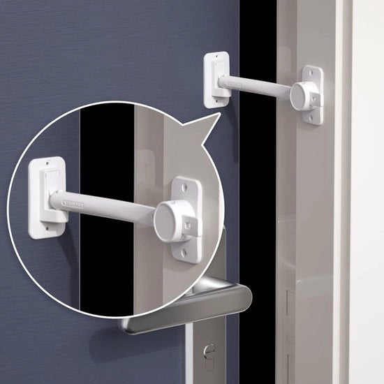 1 pacchetto di protezione per porte per bambini, fermabarre per porte, fermagreto per porte per animali domestici, maniglia per porte regolabile per animali, serratura per porte per cani, accesso facile per gatti (bianco)