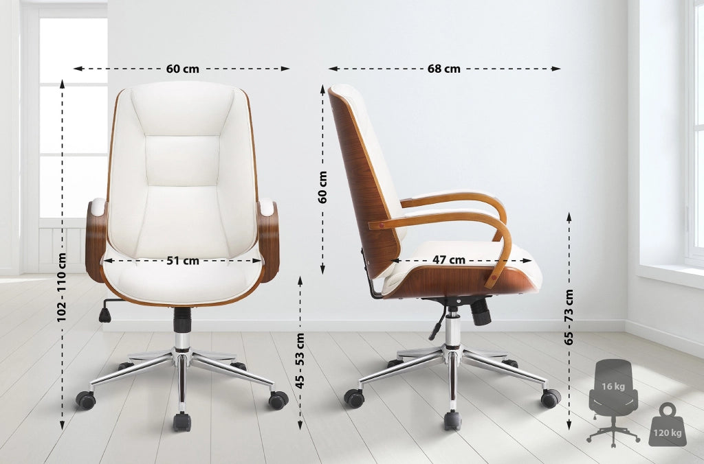 Sedia da ufficio Yankton in similpelle Noce/bianco