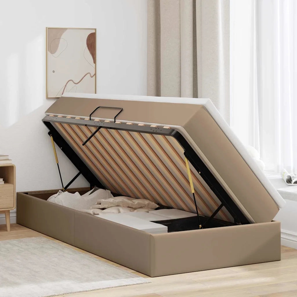 Letto con contenitore e materasso Cappuccino 90 x 200 cm