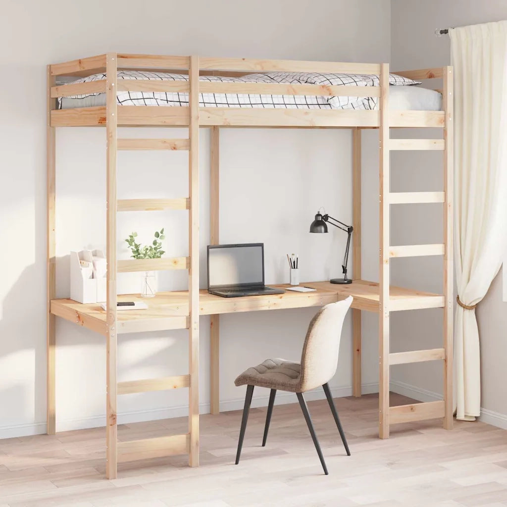 Struttura per letto soppalco Naturale 90 x 200 cm Pino massello 3414550