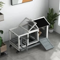Recinto gabbia per conigli roditori su ruote 2 porte con lucchetto - dim. 108L x 58l x 73,5H cm - legno massiccio