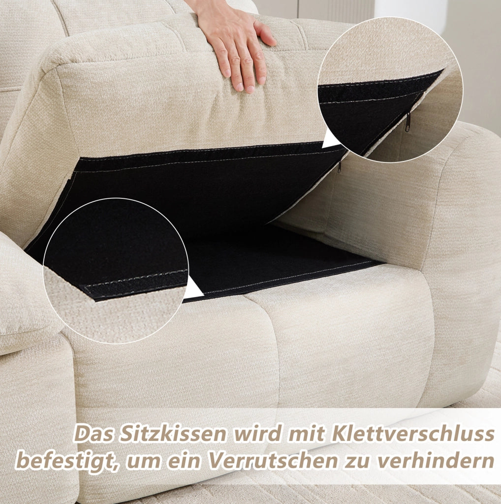 Divano modulare in chenille beige 194x97x68 cm
