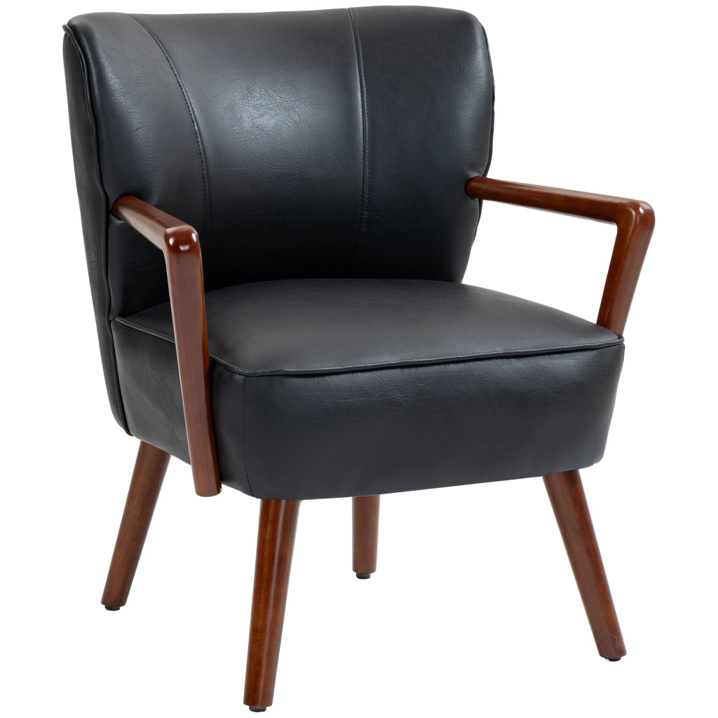 Poltrona in Similpelle ¨C Xylo ¨C Seduta Larga, Struttura Legno, Nero, 67x77x80 cm