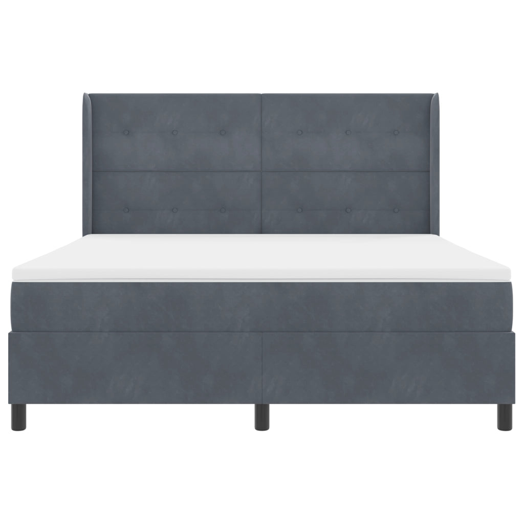 Letto con Box Spring e Materasso Grigio Scuro 180x200 cm in Velluto