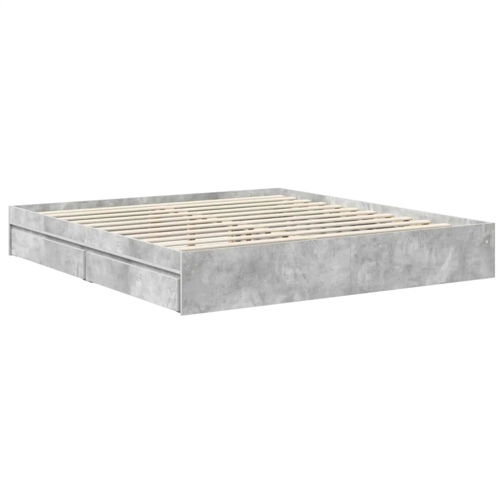 Letto con Contenitore con testiera Grigio cemento 180 x 200 cm 3412251