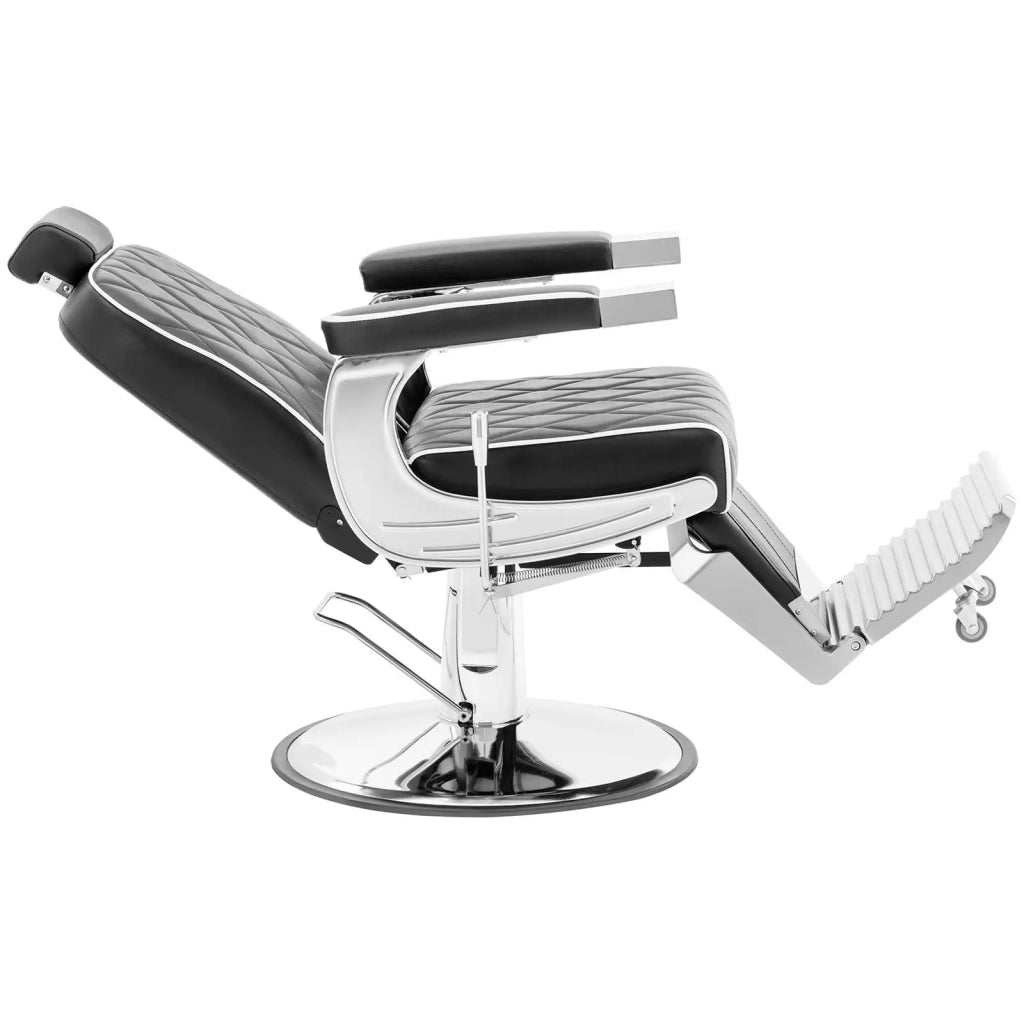 Poltrona professionale da parrucchiere con poggiatesta e poggiapiedi portata 150 kg reclinabile materiale sintetico nero 14_0008931