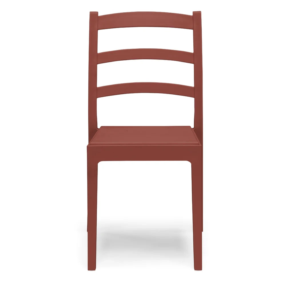 Set 2 sedie in polipropilene REA, MADE IN ITALY, impilabile, resistente ai raggi UV, design classico, ideale per sala da pranzo, cucina, sala d’attesa, bar, ristoranti o giardino, colore Mattone