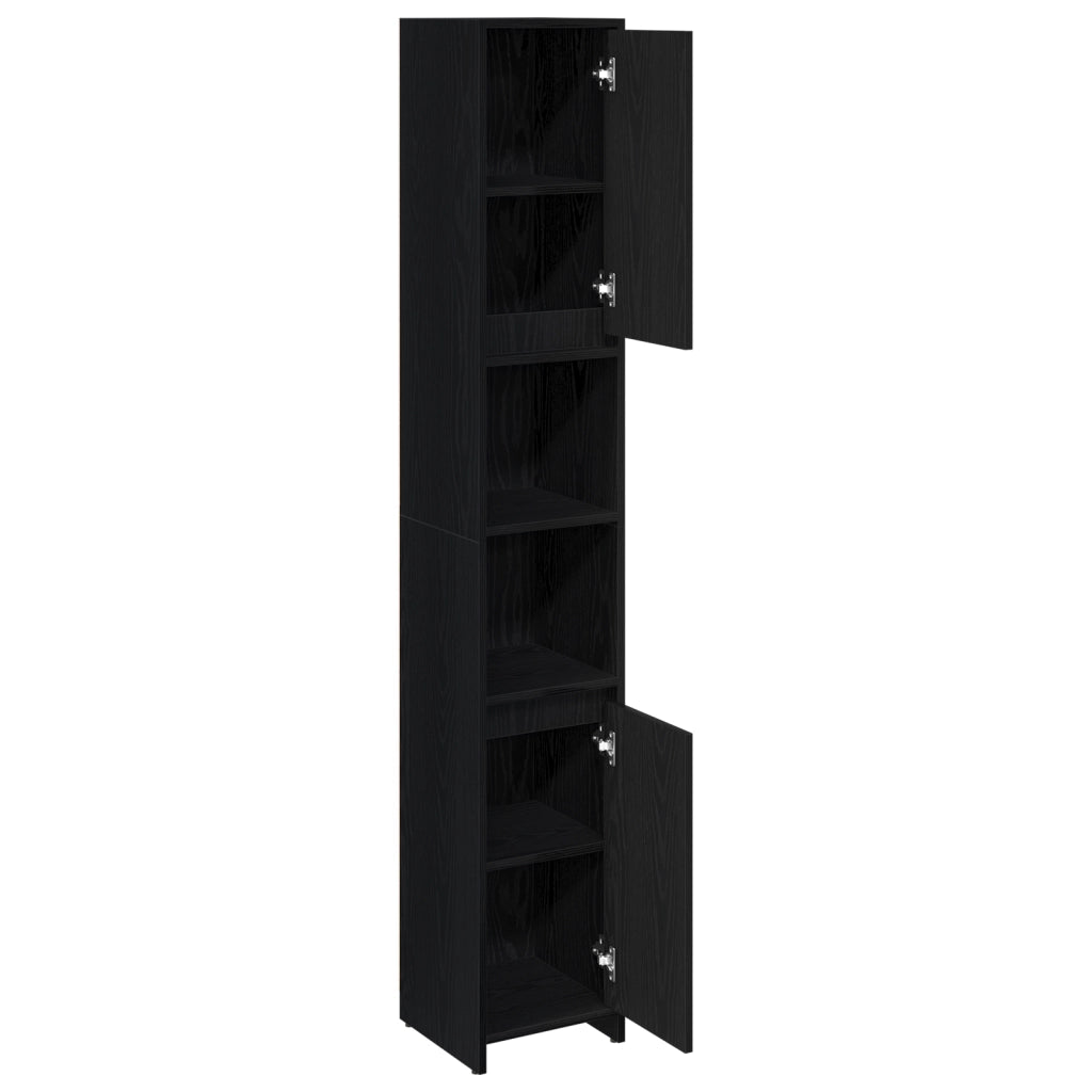 Mobile da bagno  Nero Rovere 30x30x183,5 cm Legno ingegnerizzato