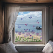Decorazione per Finestre Decorazione a Doppia Faccia Fiori di Cavallo Farfalle Decorazione per Finestre Riciclabile Adesivi per Finestre Autoadesivi Decorazione Primavera Estate per Vetro Camera da Bambino Bagno