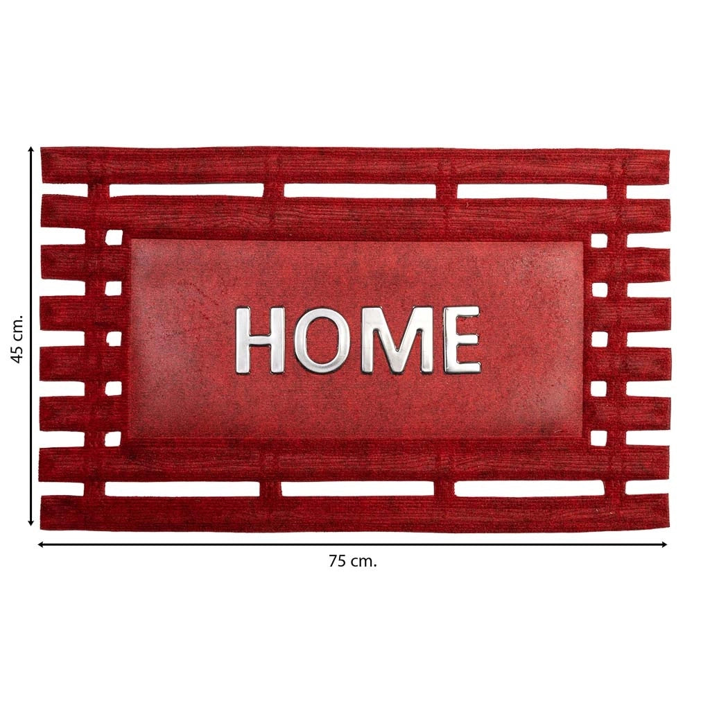 Zerbino in fibra e gomma con metallo rosso 75x45