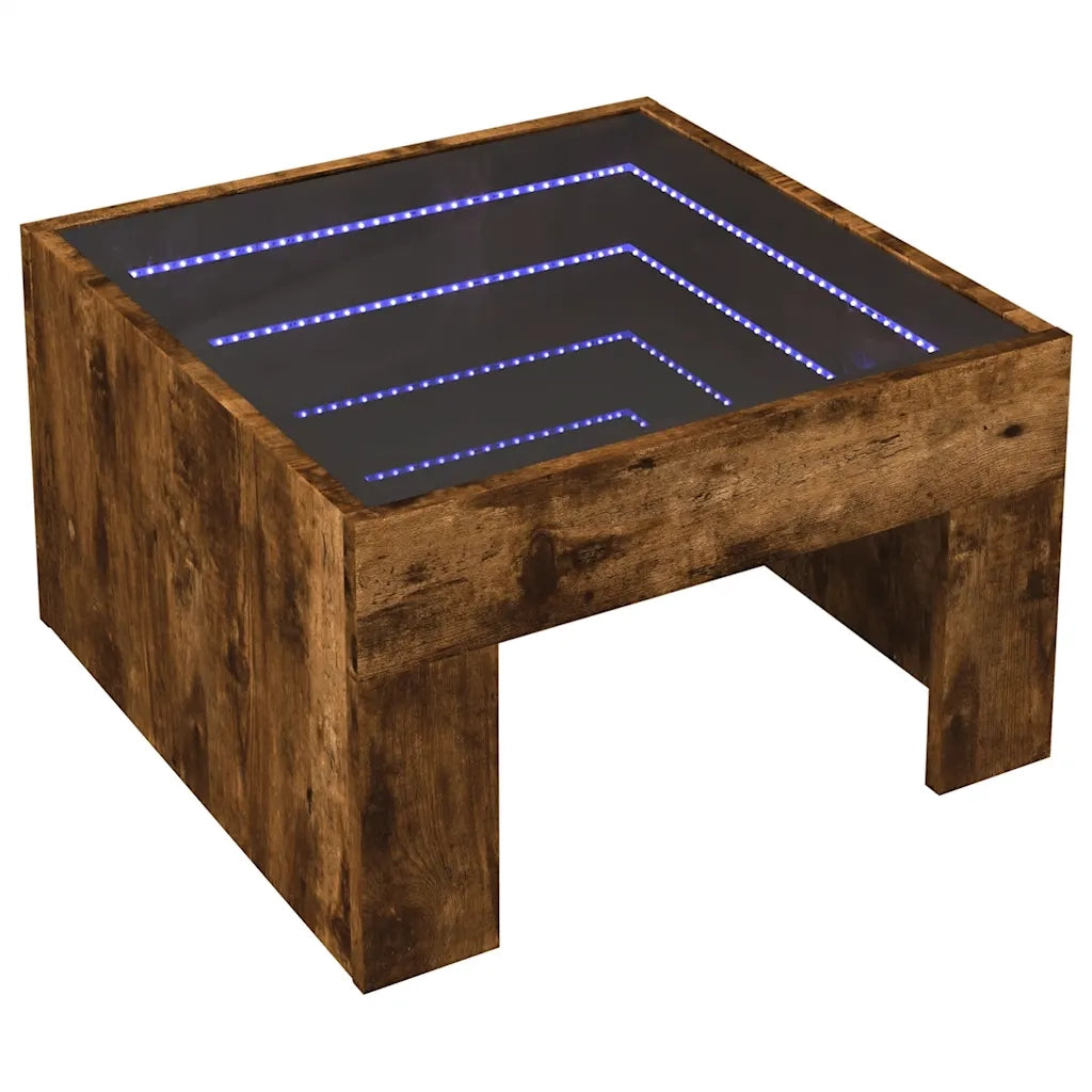 vidaXL Tavolino da Salotto con LED Infinity Rovere Fumo 50x50x30 cm