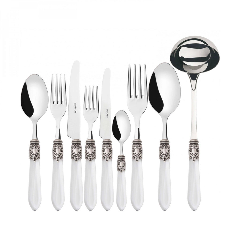 OXFORD Ghiera Argento Anticato, Posate Set 75 Pz, Scatola Colore: Trasparente, Ghiera: Argento