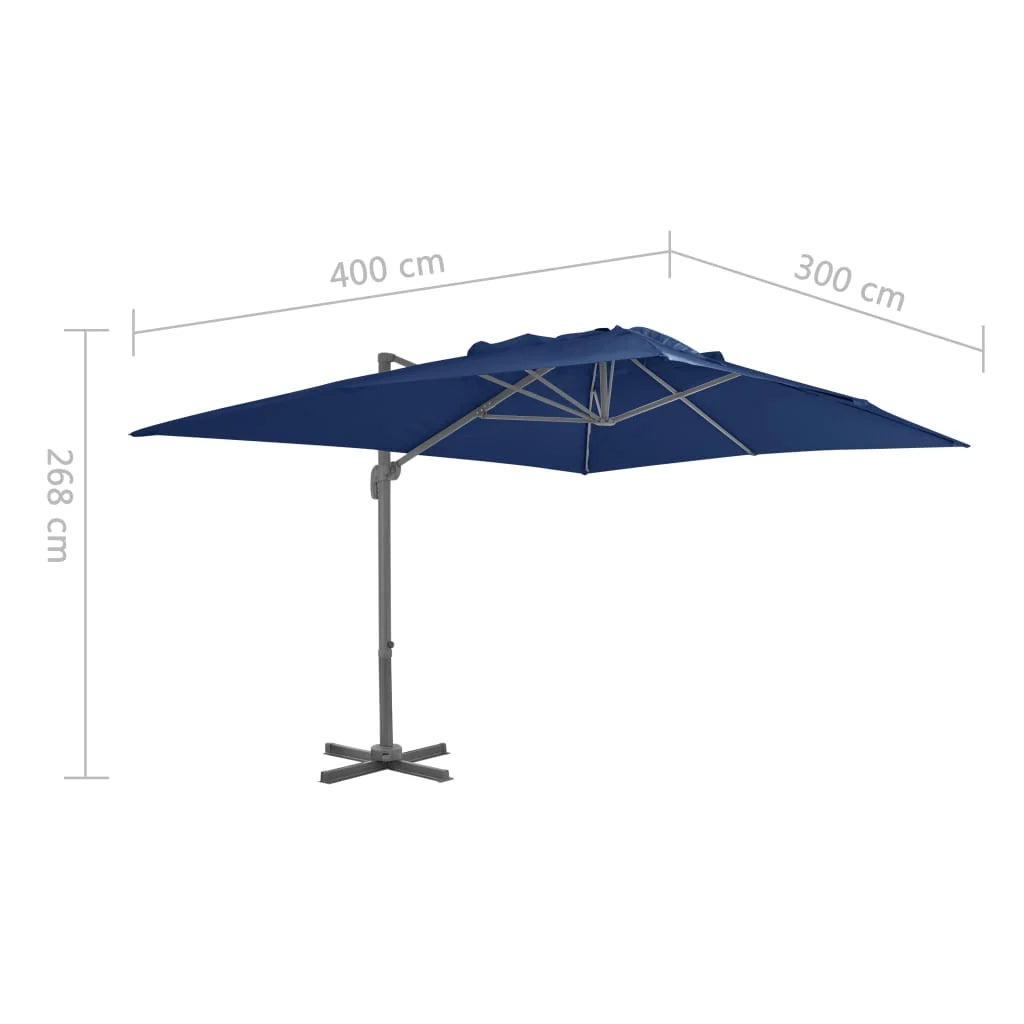 Ombrellone a braccio con palo in alluminio 4 x 3 m blu azzurro 02_0008485