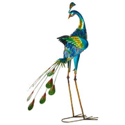 Figurina decorativa in metallo blu 75 cm Pavone Peacock Decorazione per interni esterni Soggiorno
