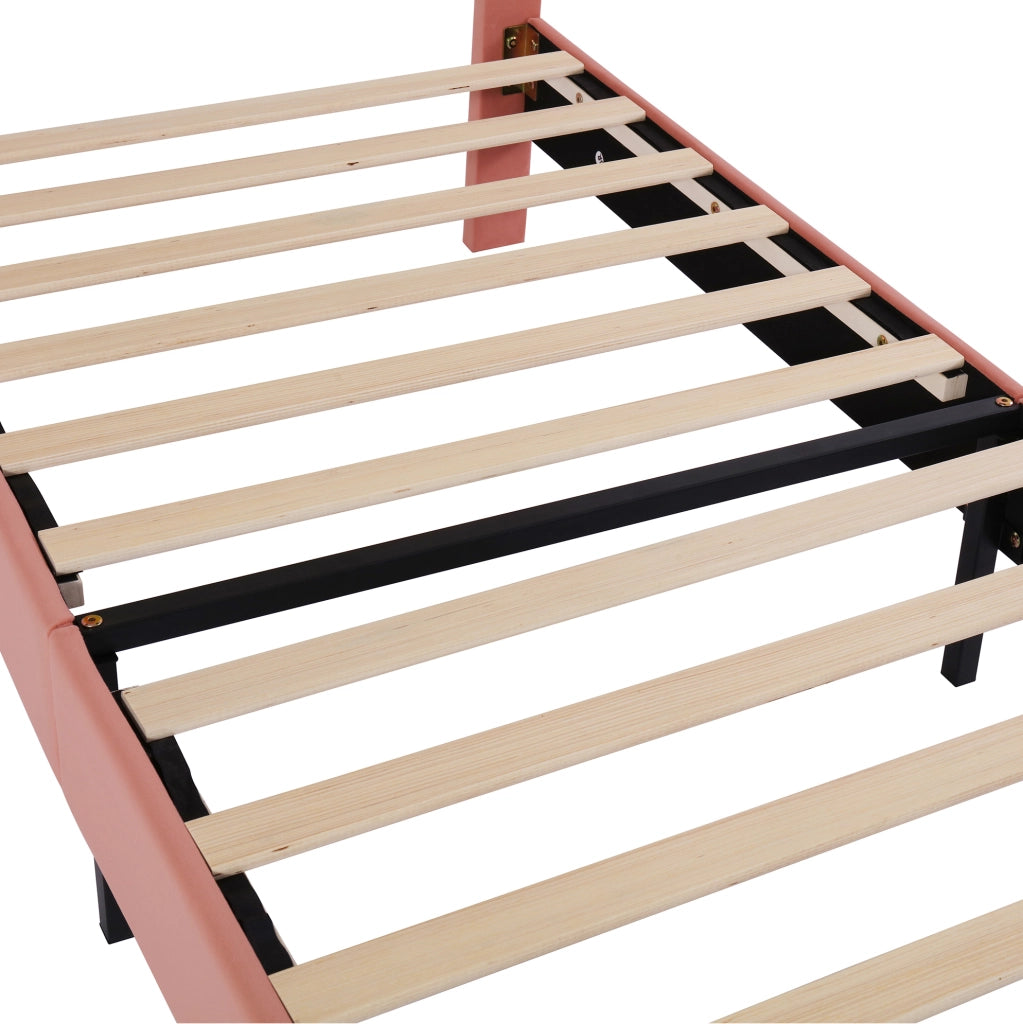 Letto imbottito rosa 90 x 200 cm in velluto con testiera regolabile