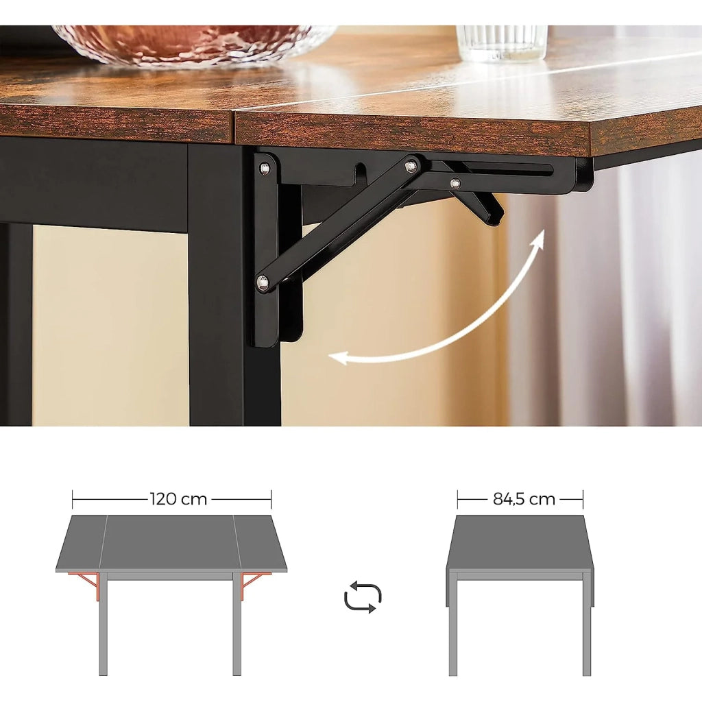 Tavolo da pranzo 120 x 78 x 76,2 cm tavolo da cucina/scrivania pieghevole ed estensibile per 2-4 persone rettangolare con ante a ribalta per piccoli spazi marrone 12_0007669