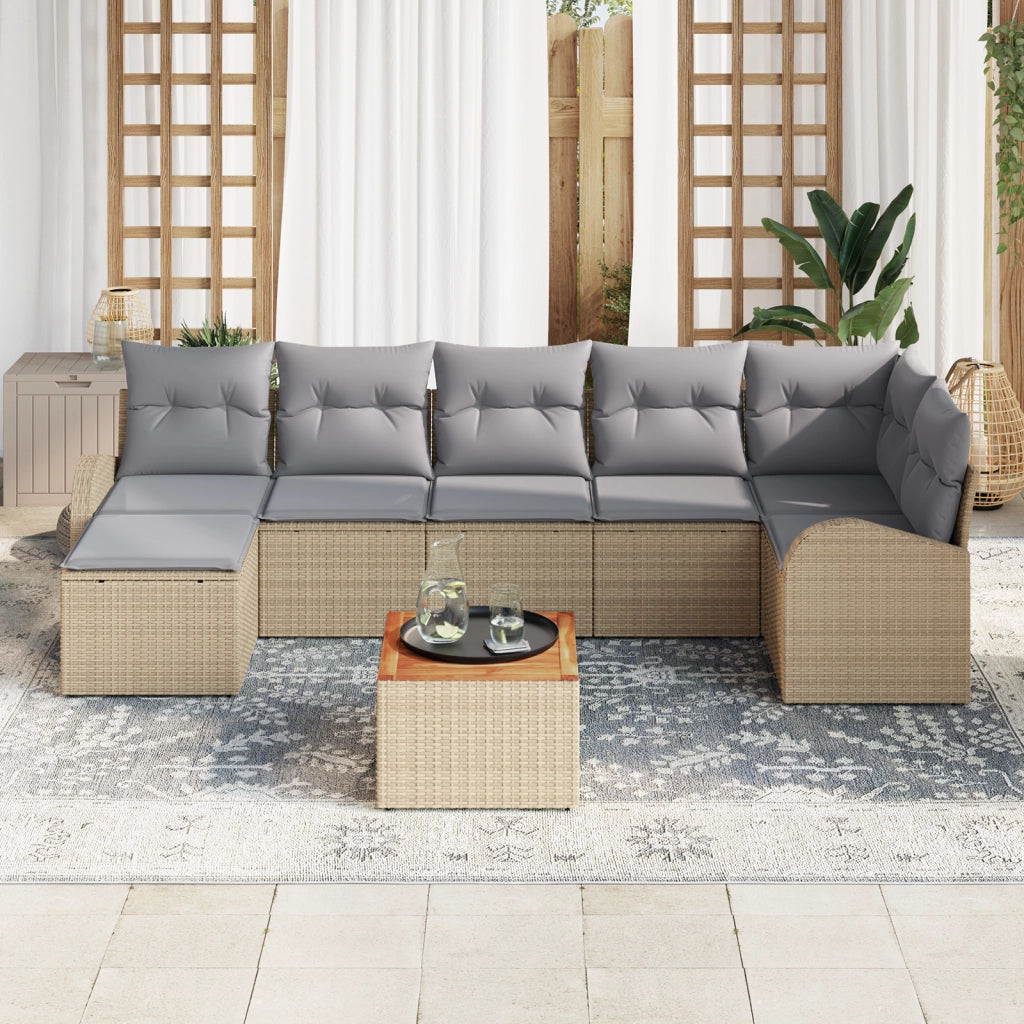 Set di divani da giardino da 8 pezzi con cuscini Beige Rattan sintetico