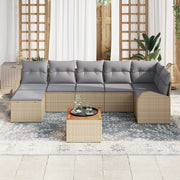 Set di divani da giardino da 8 pezzi con cuscini Beige Rattan sintetico