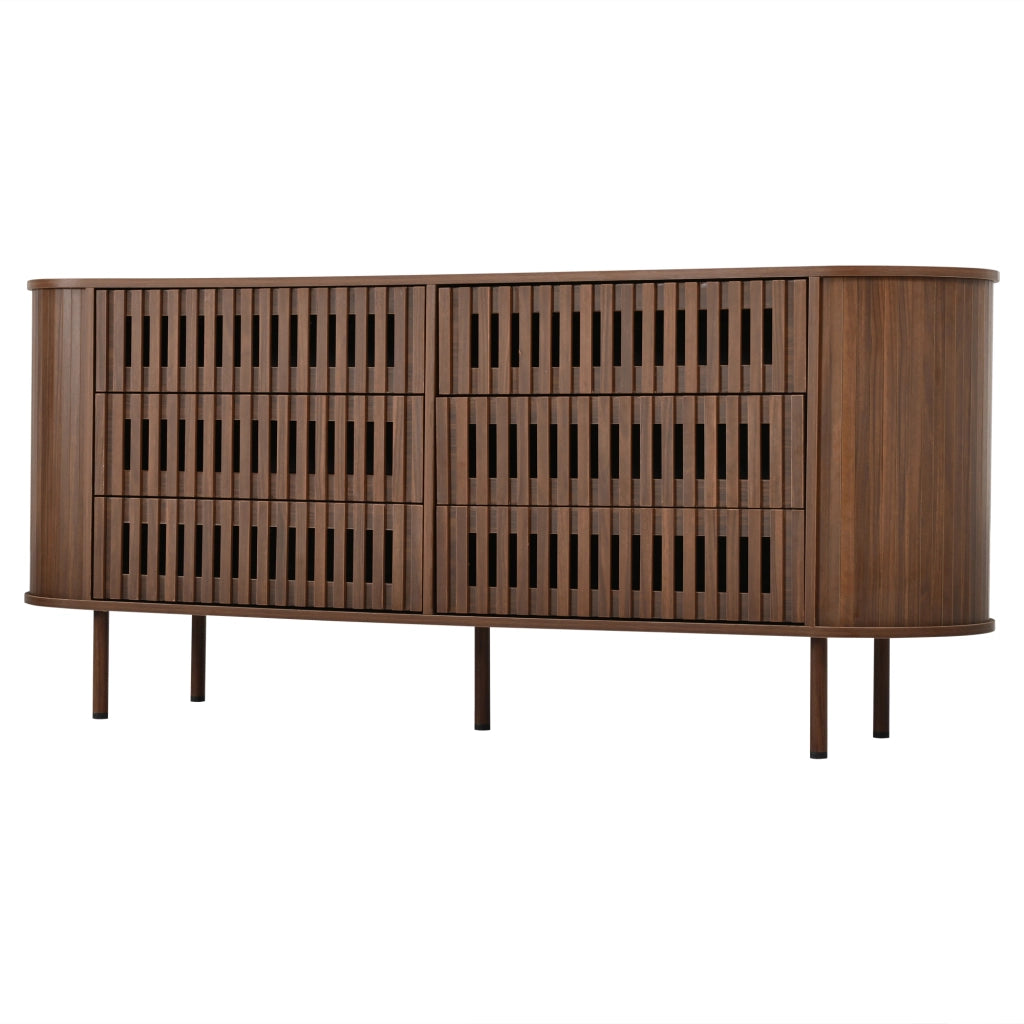 Madia con 6 cassetti e design a lamelle; per soggiorno; in MDF; 160×40×70 cm