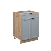 Mobiletto base per cucina Fame-Line Blu-grigio chiaro/Rovere dorato 60 cm con cassetto, senza piano di lavoro Vicco