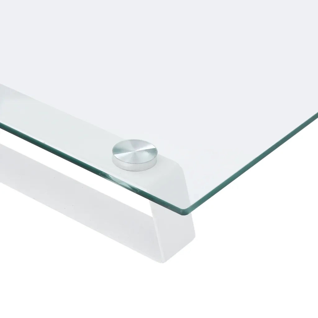 Supporto per Monitor Bianco 80x35x8cm Vetro Temperato e Metallo 374221
