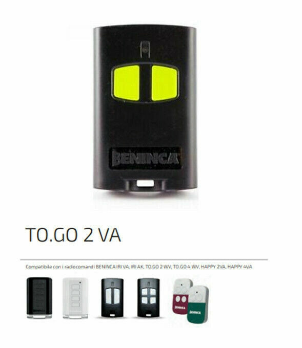 TELECOMANDO COMANDO TRASMETTITORE BENINCA TO GO2VA 9863173 EX 2WV ROLLING CODE