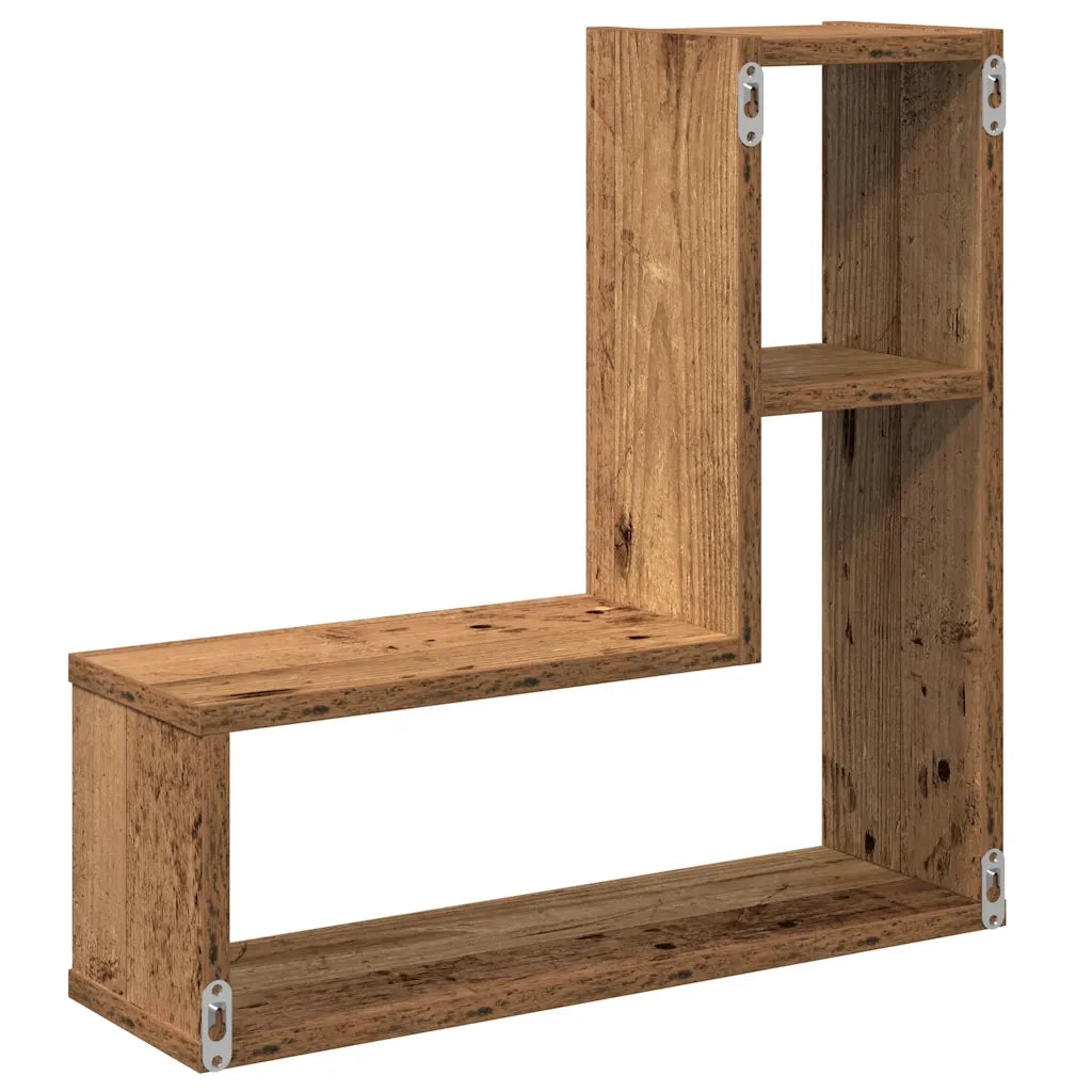 Mensole a Cubo Muro 2 pz Legno Antico 50x15x50 cm in Truciolato 856604