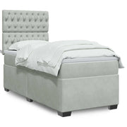 Giroletto a Molle con Materasso Grigio Chiaro 90x200 cm Velluto