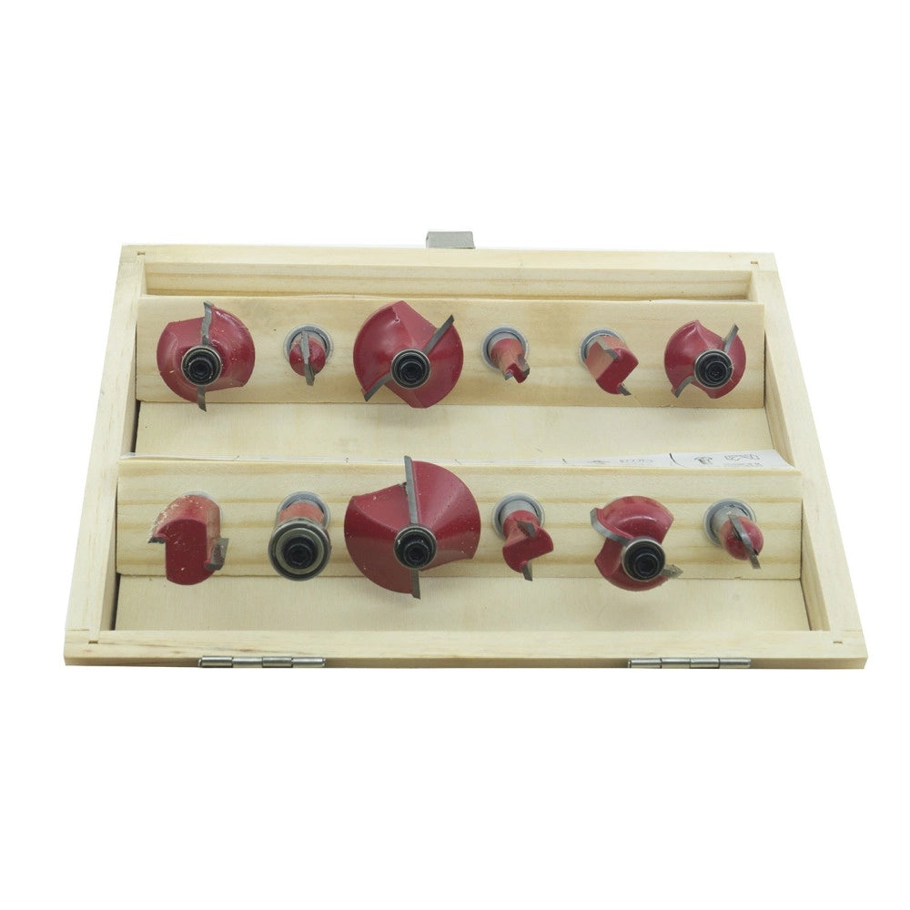 Trade Shop - Set 12 Frese Fresa Per Legno Per Scanalare Rifilare Sanalature Fresatrice 6mm -