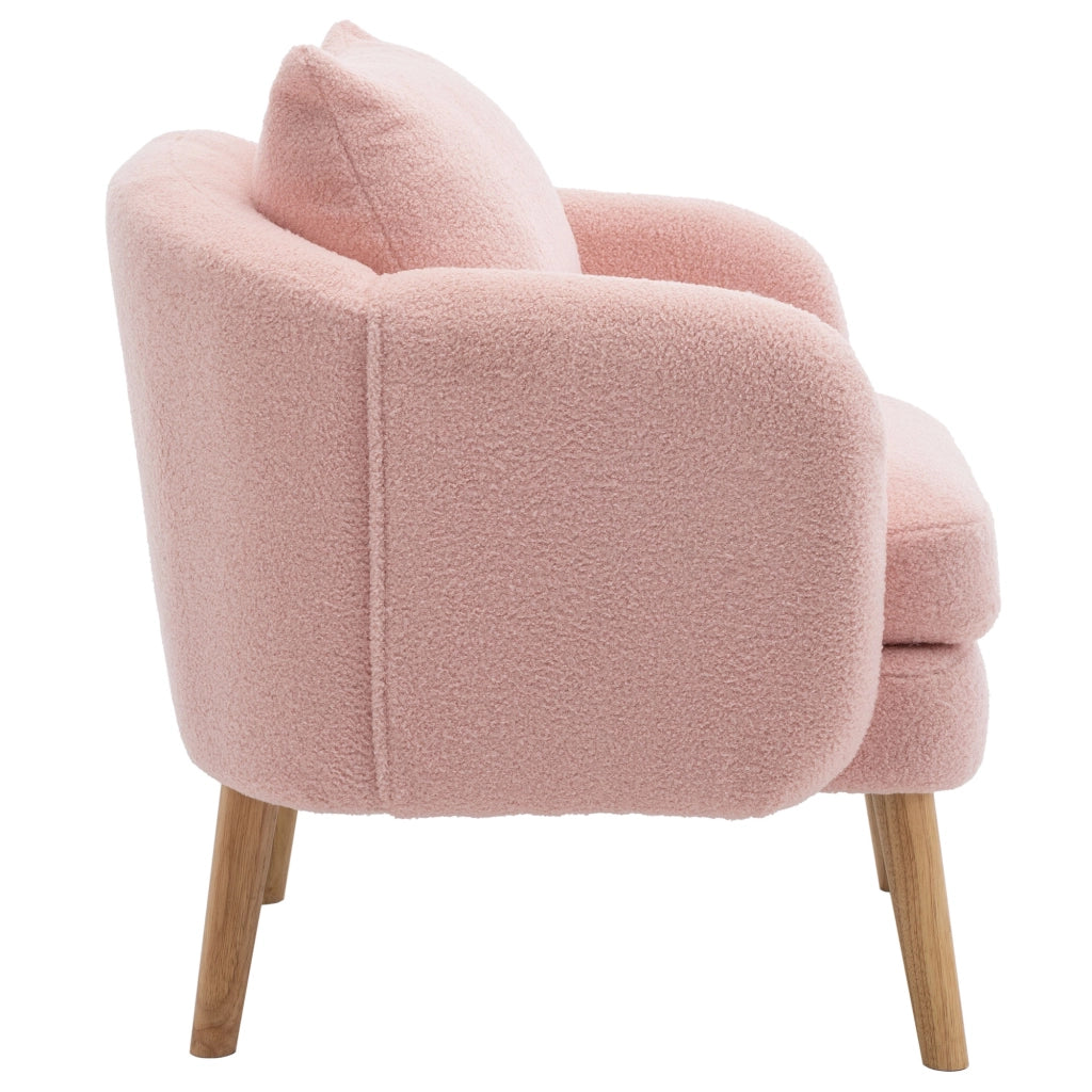 poltrona con cuscino schienale e seduta spessa 14 cm; struttura in legno; tessuto teddy rosa 71 Ã— 72 Ã— 71 cm