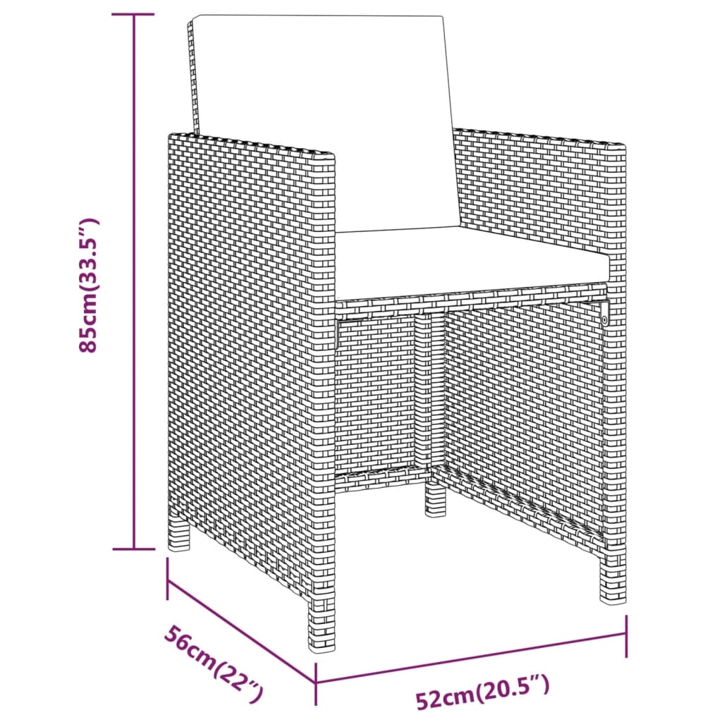 Set da pranzo da giardino per esterni 3 pezzi con cuscini beige 02_0013582