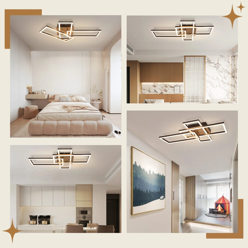 ZMH Lampada da Soffitto LED 3000K Nera Moderna Design 32W Luce Calda per Corridoio Camera da Letto Ufficio