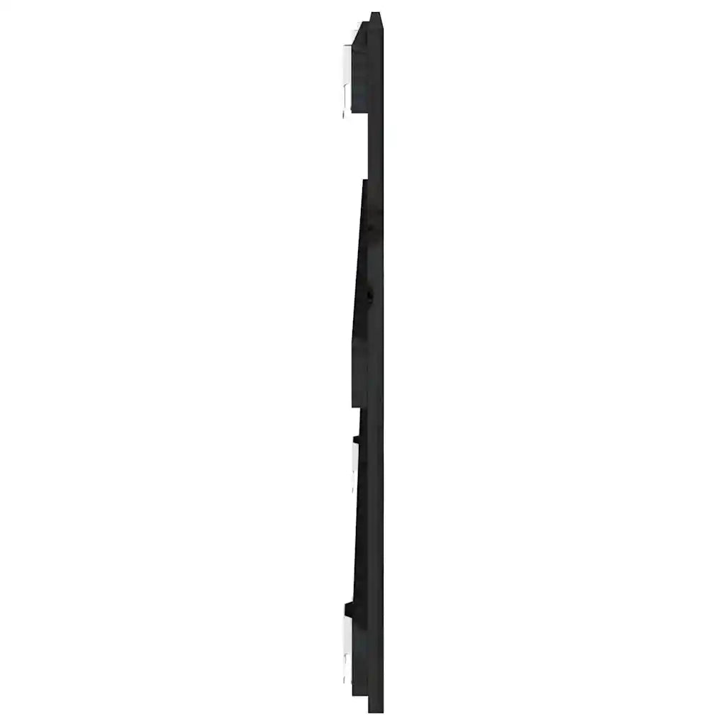 Testiera | Testata da Parete Nera 127,5x3x60 cm in Legno Massello di Pino