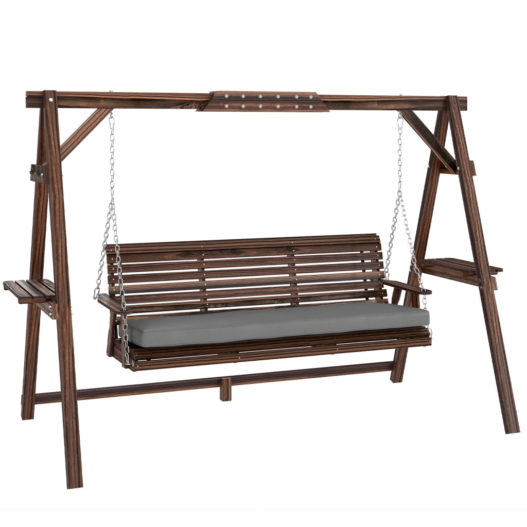 Altalena da giardino 3 posti in legno ¨C zephmum ¨C colore antracite