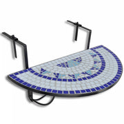 Tavolino da Giardino | Tavolo Sospeso da Balcone Blu e Bianco con Mosaico