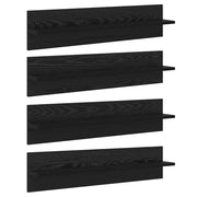 4 pz Scaffali da Parete | Mensola sospesa Rovere Nero 80 x 11,5 x 18 cm