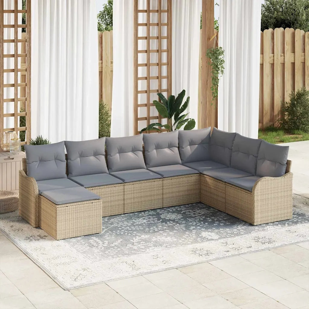 Set Divano da Giardino 8 pcs beige e grigio chiaro Poly Rattan 3354489