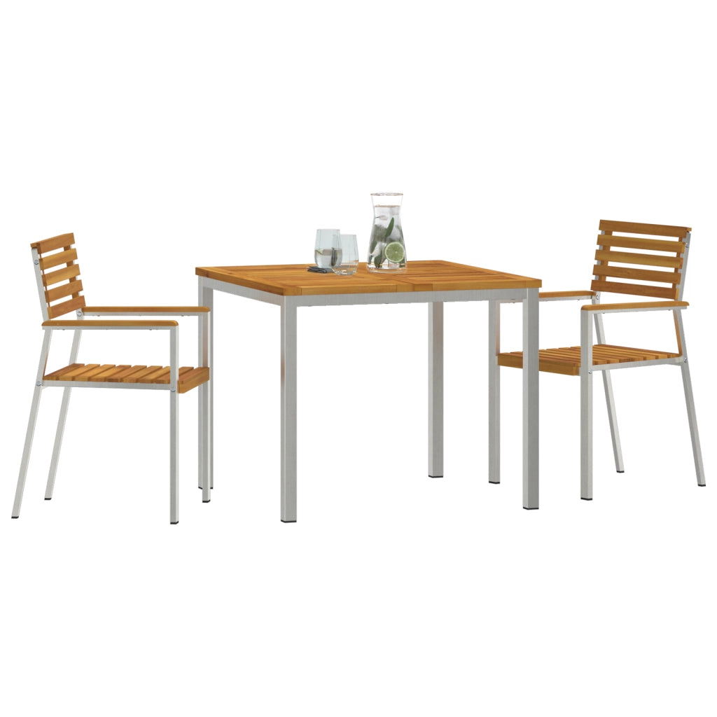 Set da Pranzo da Giardino 3 Pezzi in Legno Massello di Acacia