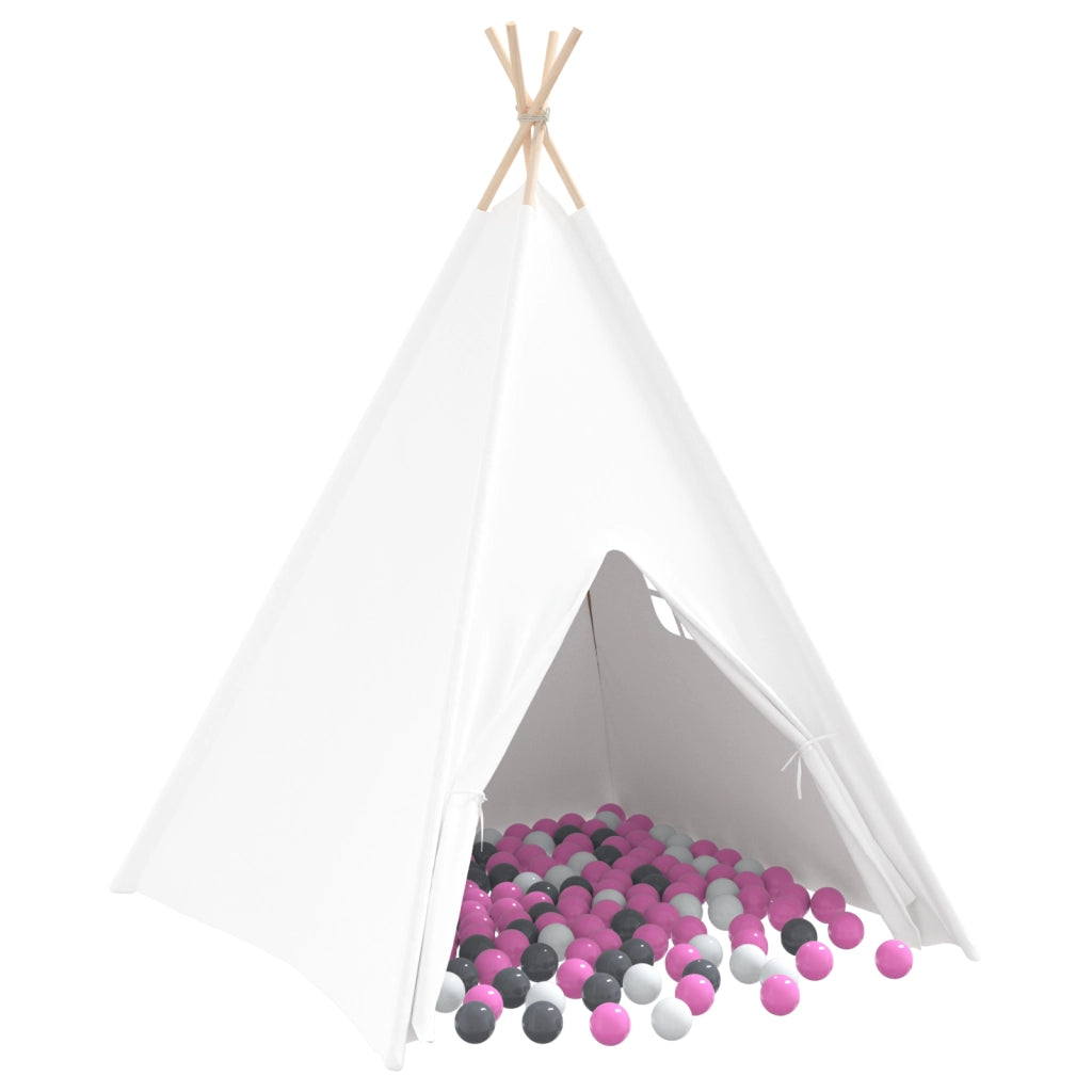 Tenda Teepee per Bambini con Borsa Pesca & Palline da Gioco Skin Bianca